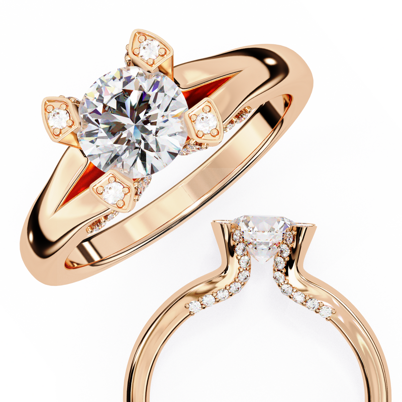 14k IGI certified round ring with E-F color VVS-VS clarity diamonds 71