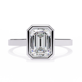 14K Lab Grown Diamond Emerald Bezel Engagement Ring, E-F Color, VVS-VS Clarity