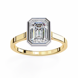 14K Lab Grown Diamond Emerald Bezel Engagement Ring, E-F Color, VVS-VS Clarity