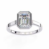 14K Lab Grown Diamond Emerald Bezel Engagement Ring, E-F Color, VVS-VS Clarity