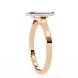14K Lab Grown Diamond Emerald Bezel Engagement Ring, E-F Color, VVS-VS Clarity
