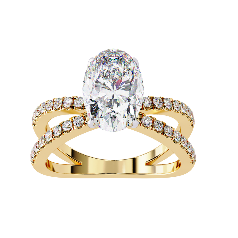 14k IGI certified oval ring with E-F color VVS-VS clarity diamonds 75
