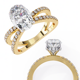 14k IGI certified oval ring with E-F color VVS-VS clarity diamonds 75