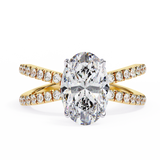 14k IGI certified oval ring with E-F color VVS-VS clarity diamonds 75