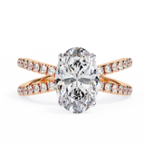 14k IGI certified oval ring with E-F color VVS-VS clarity diamonds 75