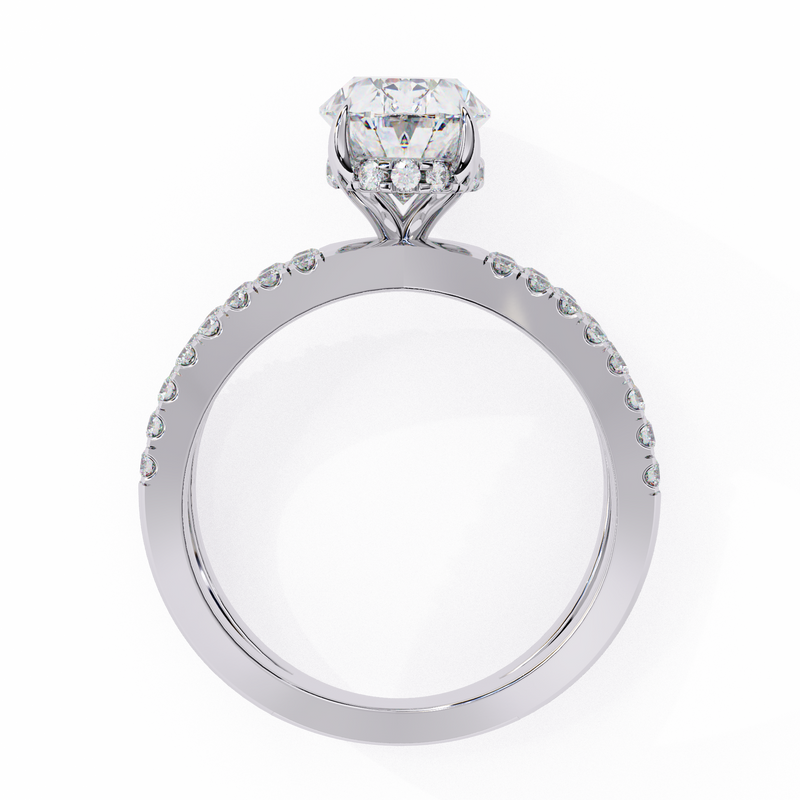 14K Lab Grown Diamond Oval Split Shank Pavé Engagement Ring, E-F Color, VVS-VS Clarity