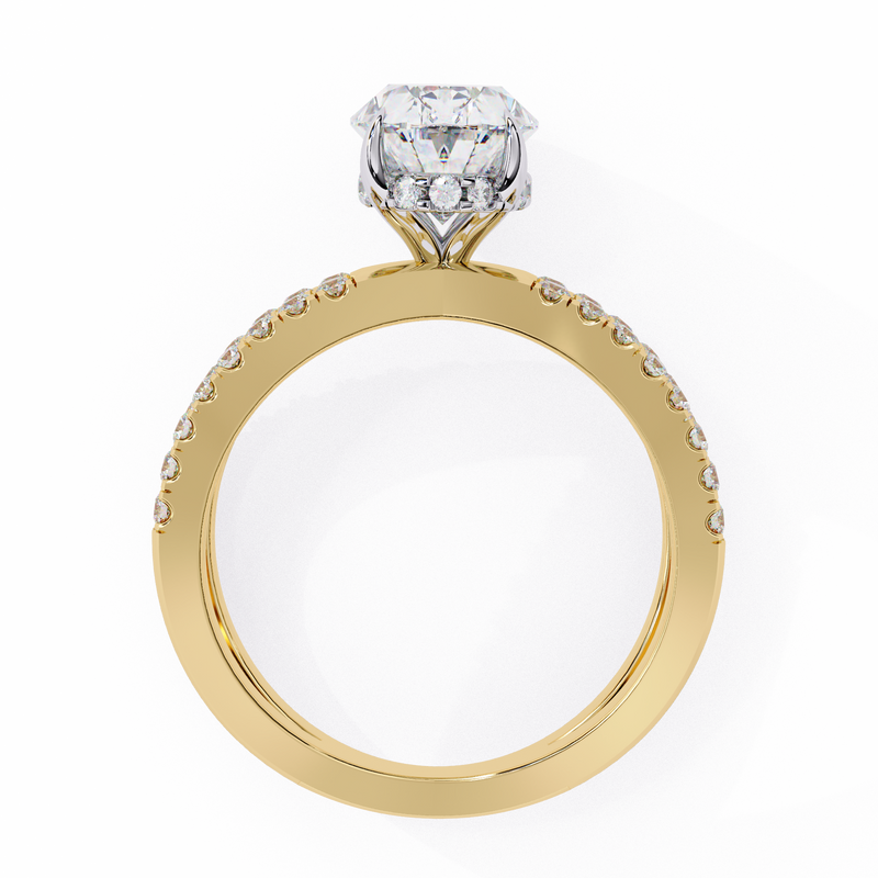 14K Lab Grown Diamond Oval Split Shank Pavé Engagement Ring, E-F Color, VVS-VS Clarity