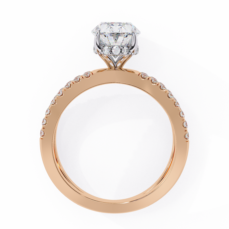 14K Lab Grown Diamond Oval Split Shank Pavé Engagement Ring, E-F Color, VVS-VS Clarity