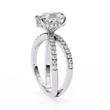 14K Lab Grown Diamond Oval Split Shank Pavé Engagement Ring, E-F Color, VVS-VS Clarity