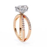 14K Lab Grown Diamond Oval Split Shank Pavé Engagement Ring, E-F Color, VVS-VS Clarity