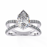 14k IGI certified pear ring with E-F color VVS-VS clarity diamonds 76