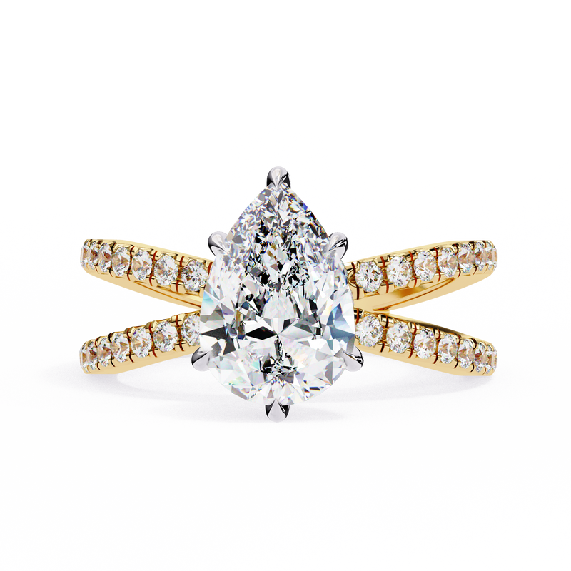 14k IGI certified pear ring with E-F color VVS-VS clarity diamonds 76