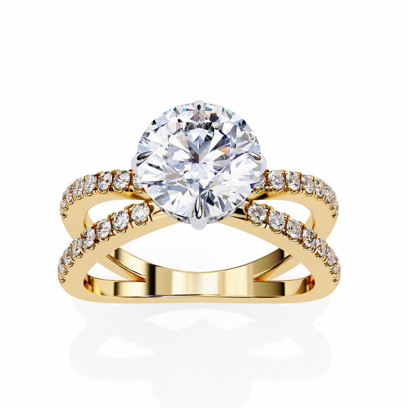 14k IGI certified round ring with E-F color VVS-VS clarity diamonds 77