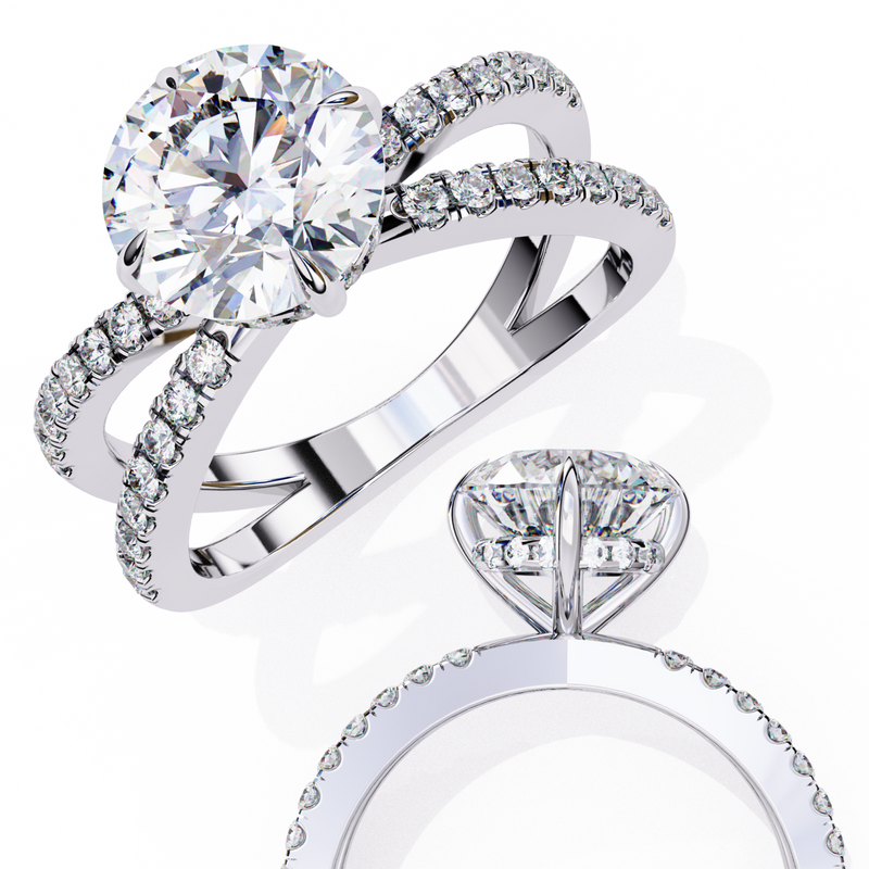 14k IGI certified round ring with E-F color VVS-VS clarity diamonds 77