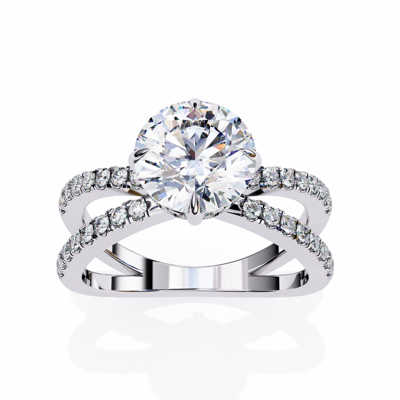 14k IGI certified round ring with E-F color VVS-VS clarity diamonds 77