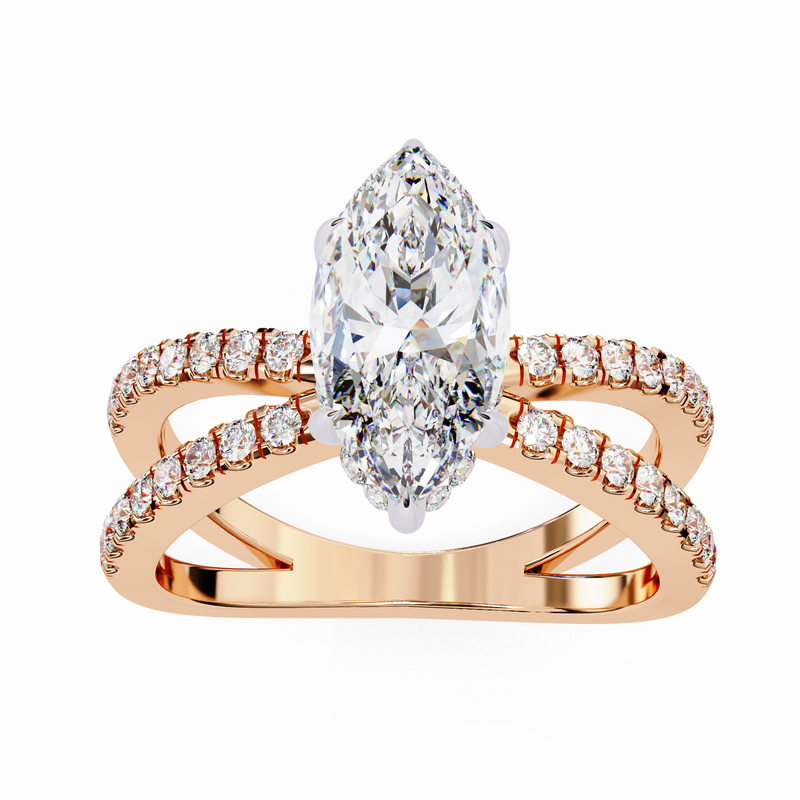 14k IGI certified marquise ring with E-F color VVS-VS clarity diamonds 78