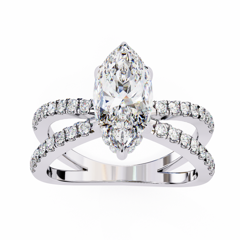 14k IGI certified marquise ring with E-F color VVS-VS clarity diamonds 78