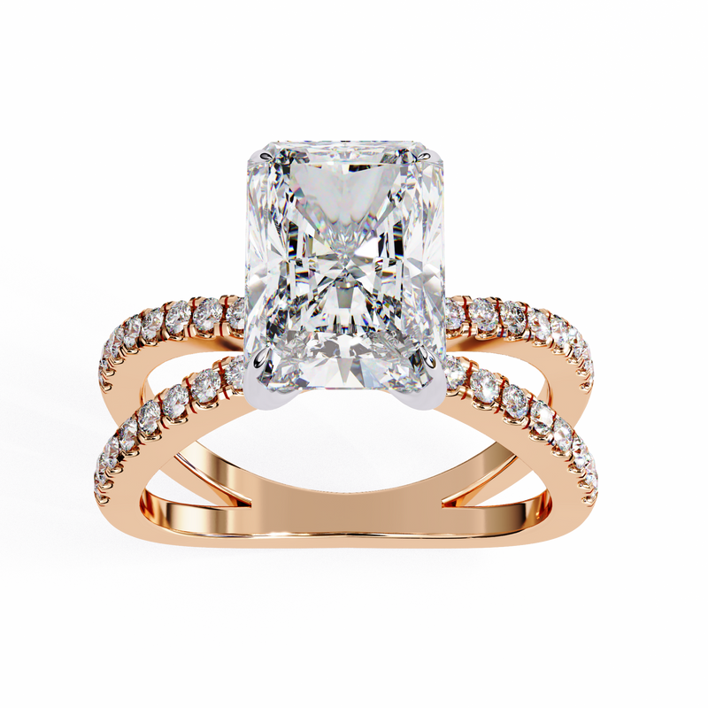 14k IGI certified radiant ring with E-F color VVS-VS clarity diamonds 79