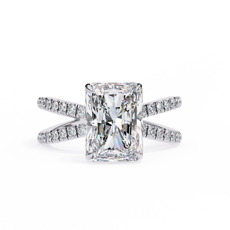 14k IGI certified radiant ring with E-F color VVS-VS clarity diamonds 79