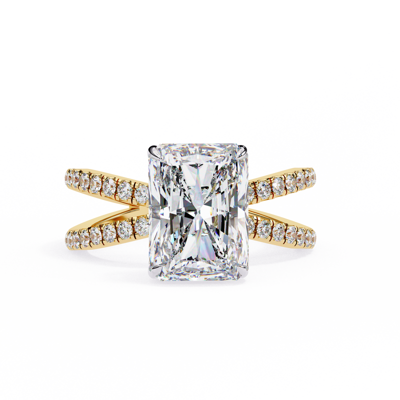 14k IGI certified radiant ring with E-F color VVS-VS clarity diamonds 79