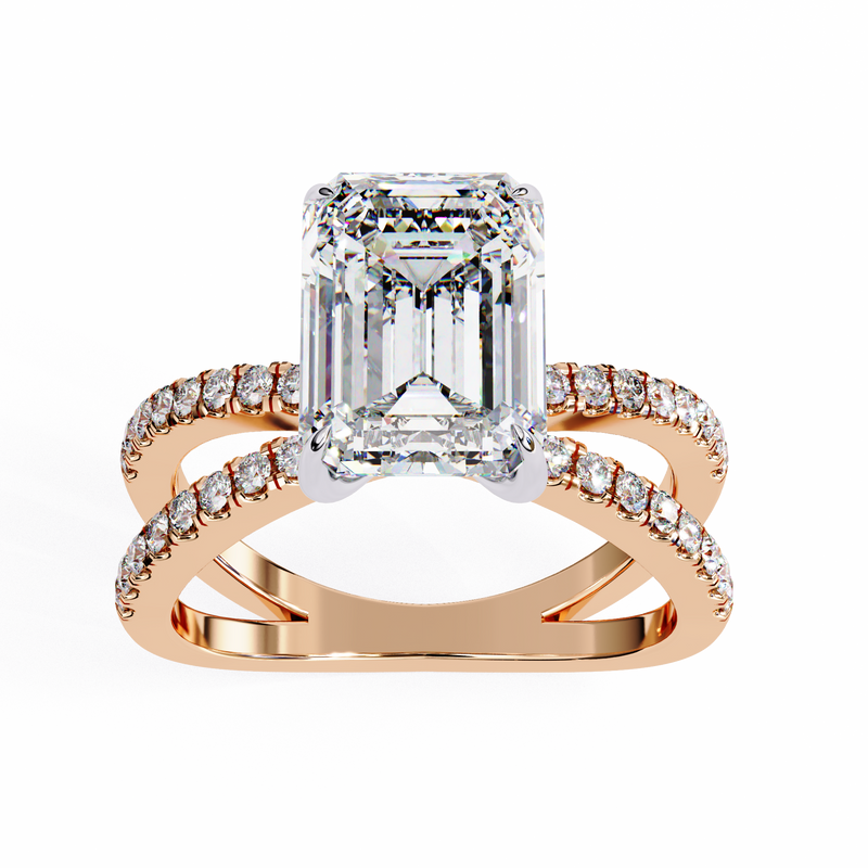 14k IGI certified emerald ring with E-F color VVS-VS clarity diamonds 80