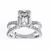 14k IGI certified emerald ring with E-F color VVS-VS clarity diamonds 80