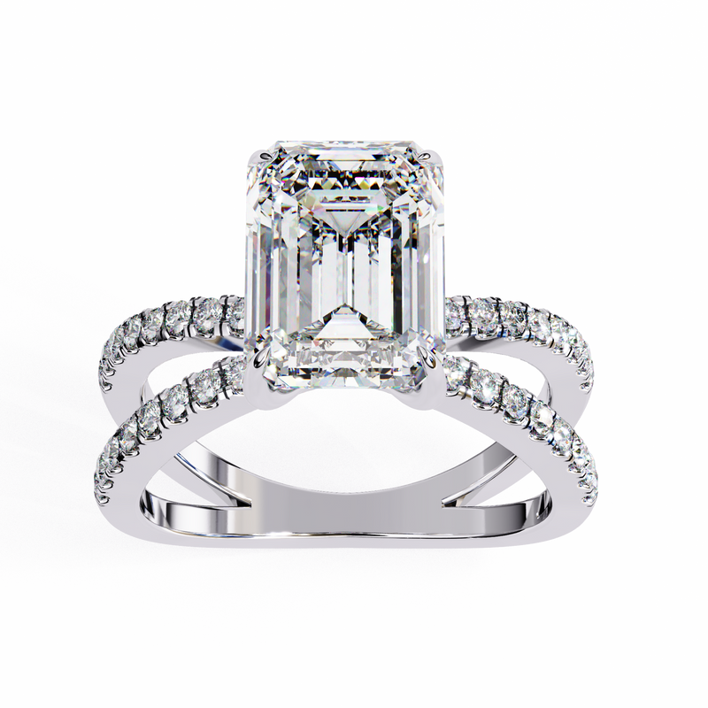 14k IGI certified emerald ring with E-F color VVS-VS clarity diamonds 80