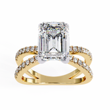 14k IGI certified emerald ring with E-F color VVS-VS clarity diamonds 80