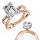 14k IGI certified emerald ring with E-F color VVS-VS clarity diamonds 80