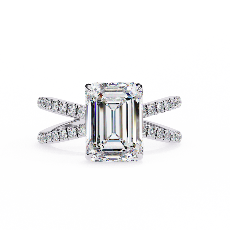 14k IGI certified emerald ring with E-F color VVS-VS clarity diamonds 80