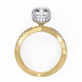 14K Lab Grown Diamond Emerald Split Shank Pavé Engagement Ring, E-F Color, VVS-VS Clarity
