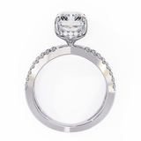 14K Lab Grown Diamond Emerald Split Shank Pavé Engagement Ring, E-F Color, VVS-VS Clarity