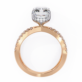 14K Lab Grown Diamond Emerald Split Shank Pavé Engagement Ring, E-F Color, VVS-VS Clarity