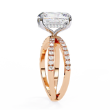 14K Lab Grown Diamond Emerald Split Shank Pavé Engagement Ring, E-F Color, VVS-VS Clarity