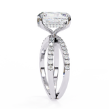 14K Lab Grown Diamond Emerald Split Shank Pavé Engagement Ring, E-F Color, VVS-VS Clarity