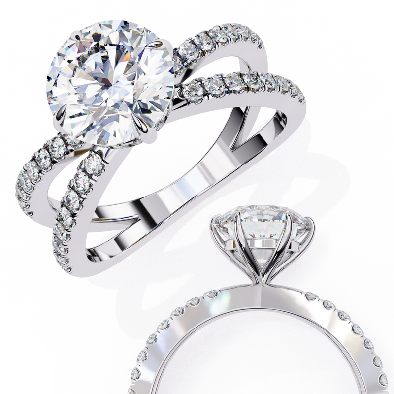 14k IGI certified round ring with E-F color VVS-VS clarity diamonds 82