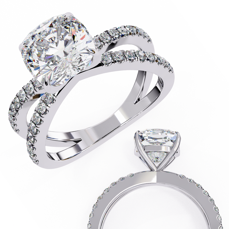 14k IGI certified cushion ring with E-F color VVS-VS clarity diamonds 83