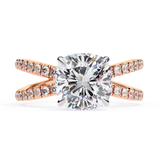 14K Lab Grown Diamond Cushion Split Shank Pave Engagement Ring, E-F Color, VVS-VS Clarity