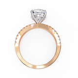 14K Lab Grown Diamond Cushion Split Shank Pave Engagement Ring, E-F Color, VVS-VS Clarity