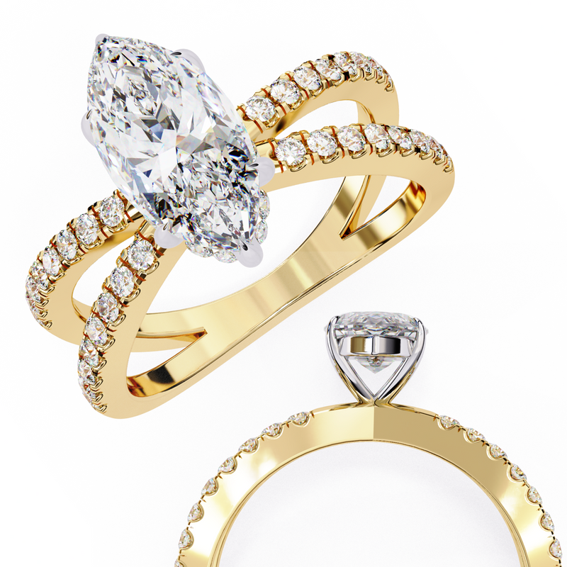 14k IGI certified marquise ring with E-F color VVS-VS clarity diamonds 84