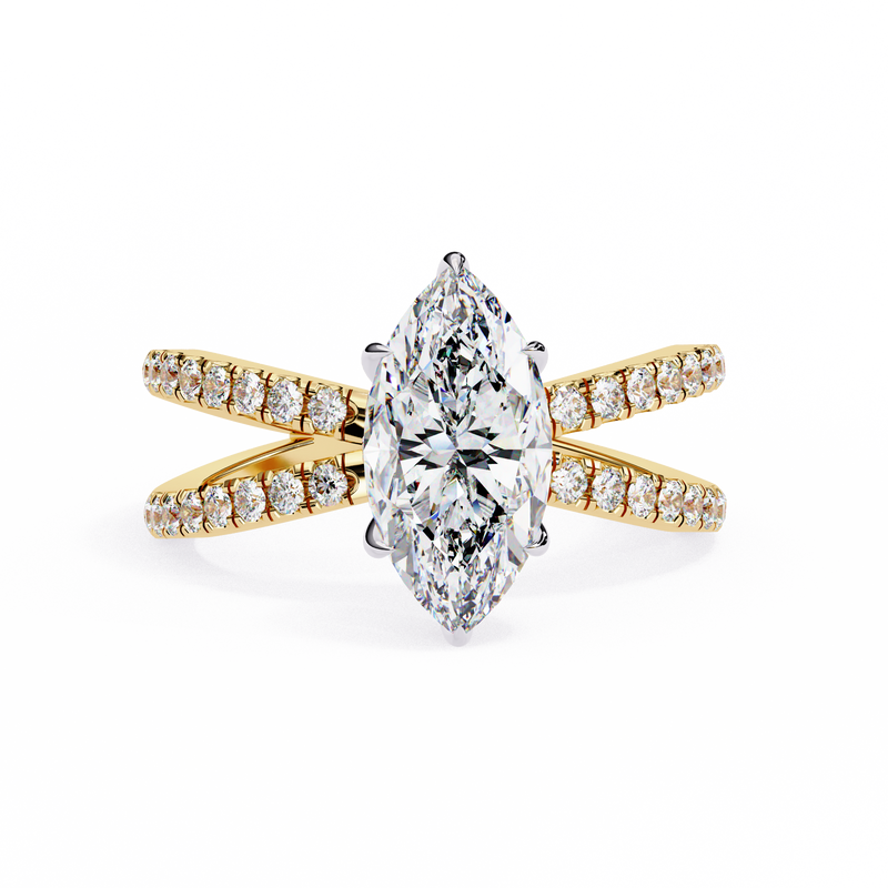 14k IGI certified marquise ring with E-F color VVS-VS clarity diamonds 84