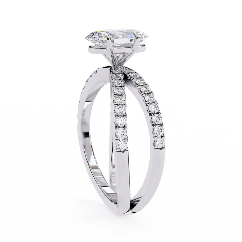 14k IGI certified oval ring with E-F color VVS-VS clarity diamonds 85