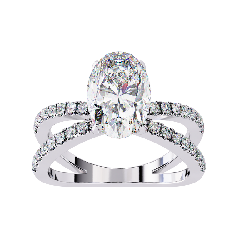 14k IGI certified oval ring with E-F color VVS-VS clarity diamonds 85