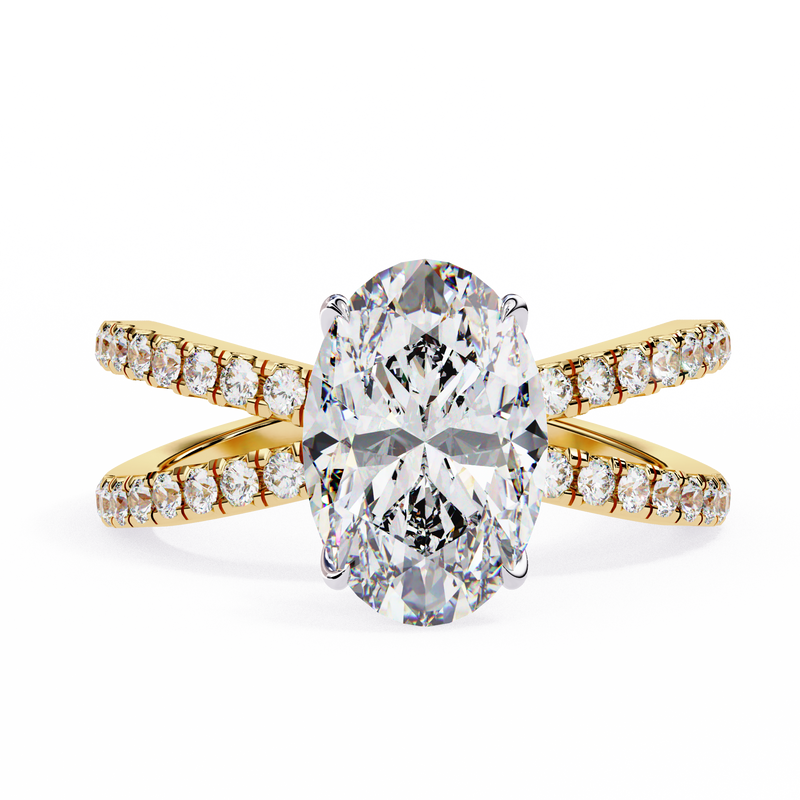 14k IGI certified oval ring with E-F color VVS-VS clarity diamonds 85