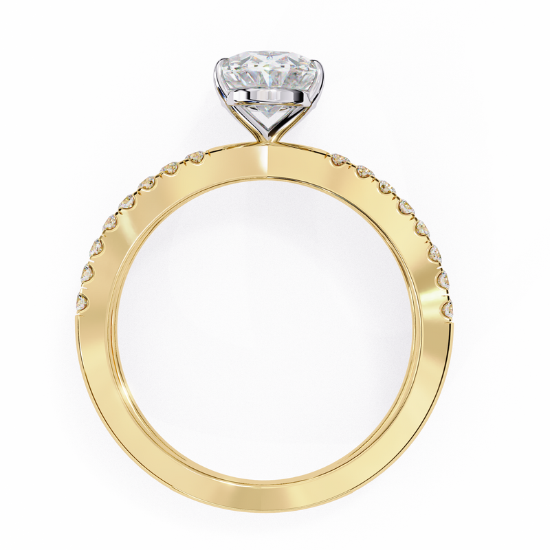 14K White Gold Lab Grown Diamond Oval Cut Split Shank Engagement Ring, E-F Color, VVS-VS Clarity