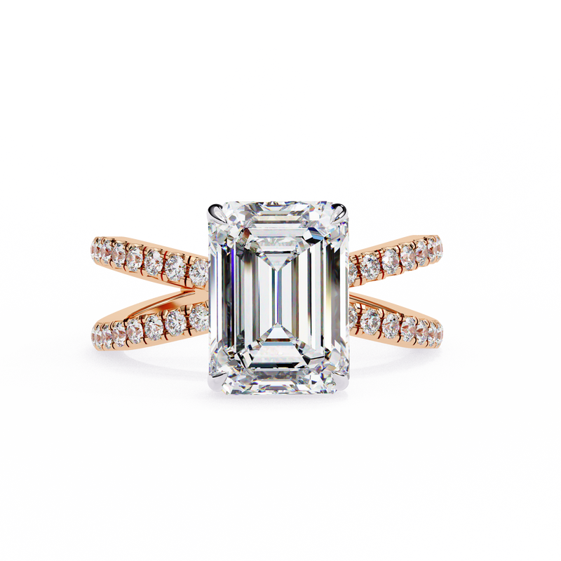 14k IGI certified emerald ring with E-F color VVS-VS clarity diamonds 86