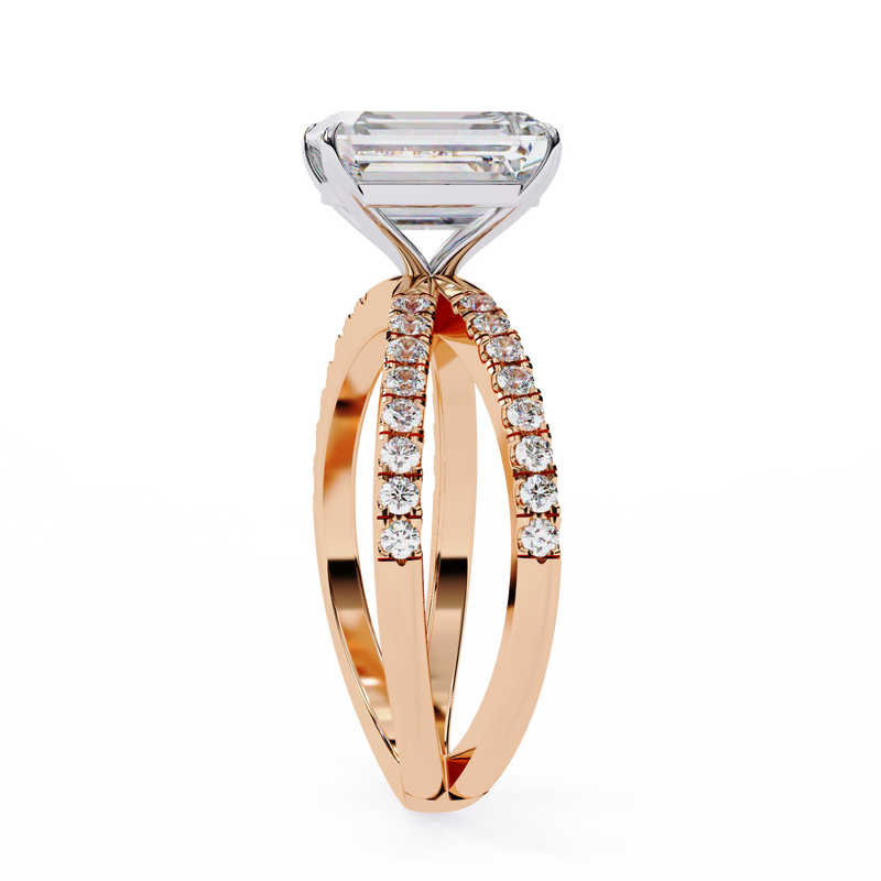 14k IGI certified radiant ring with E-F color VVS-VS clarity diamonds 87