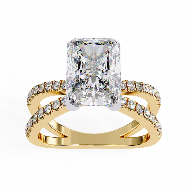 14k IGI certified radiant ring with E-F color VVS-VS clarity diamonds 87