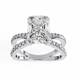 14k IGI certified radiant ring with E-F color VVS-VS clarity diamonds 87
