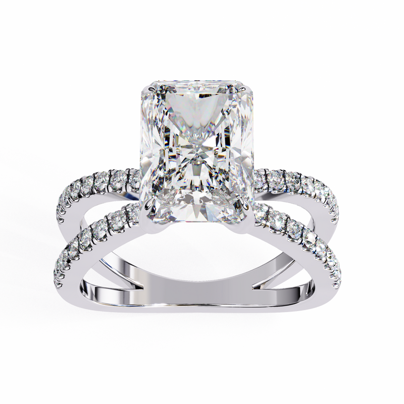14k IGI certified radiant ring with E-F color VVS-VS clarity diamonds 87